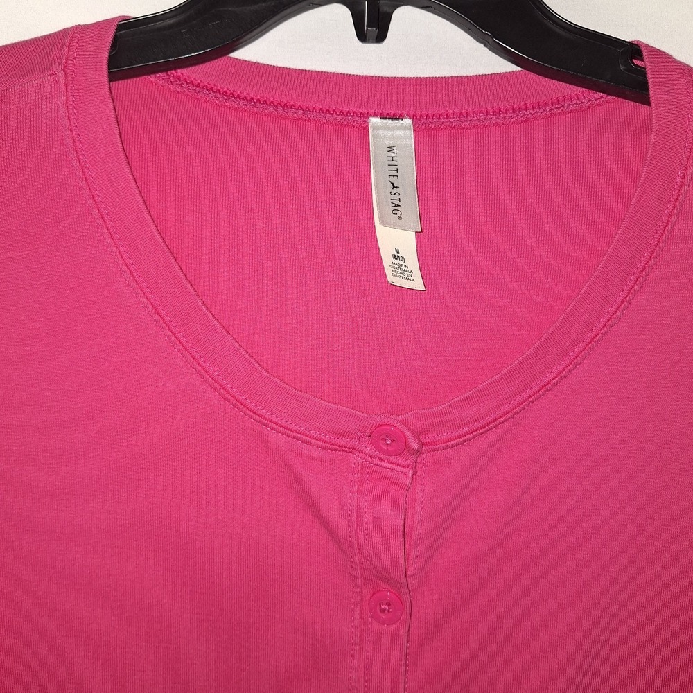 Preppy Coquette 3/4 Sleeves White Stag M (8- 10) Pink Fuchsia Button-Up Cardigan - Picture 2 of 16